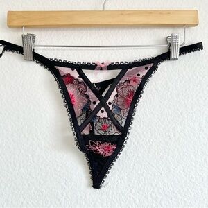 For Love And Lemons Pink and Black Floral Lace Panty